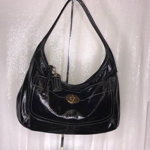 COACH Patent Leather Black Large Shoulder Handbag